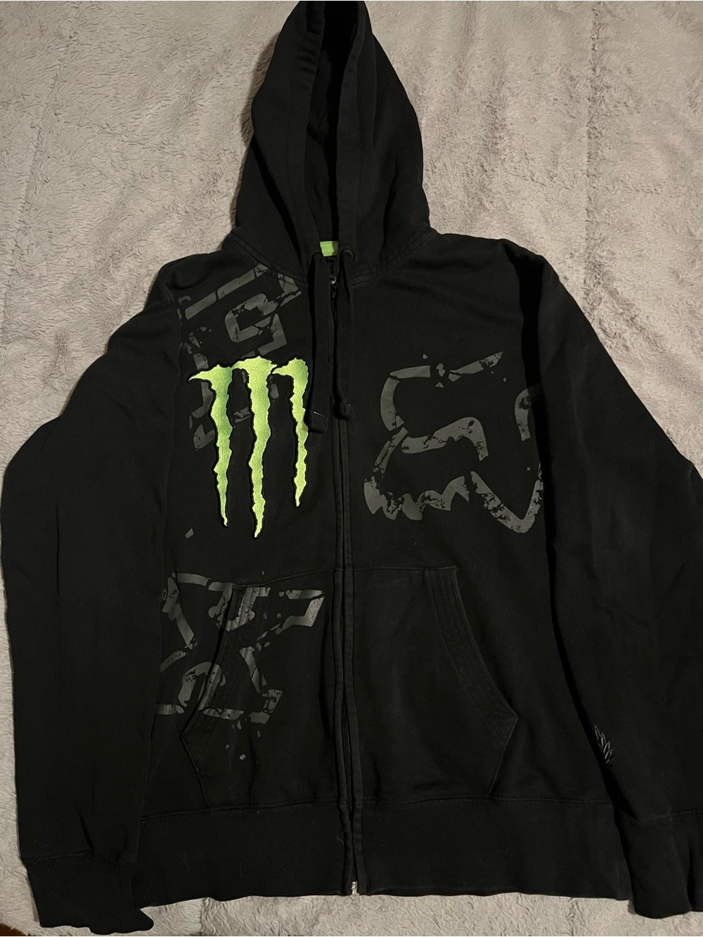 Fox Black Hoodie with Neon Green Monster Logo